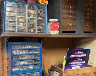 Mystery Lot Of Fasteners Sandpaper And Organizers
