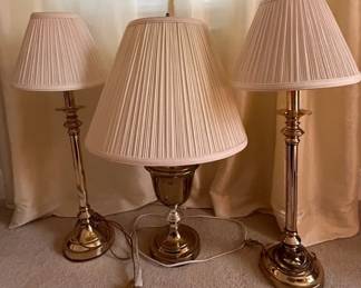 Three Gold Colored Lamps