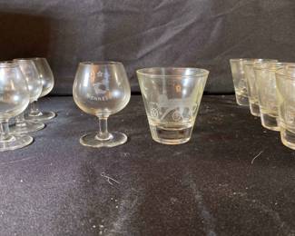 Etched Footed Small Bourbon Glasses