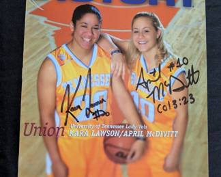 Tennessee Lady Vols Victory Magazine Kara Lawson and April McDivitt Autographs