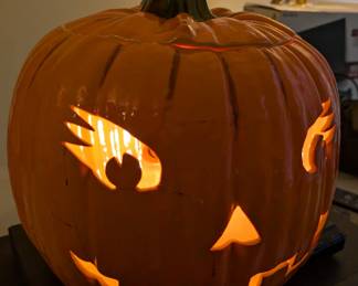 Ceramic Lighted Jack-O-Lantern