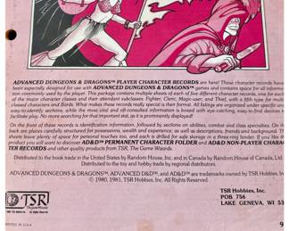 REMOVED BY FAMILY: Vintage Dungeons & Dragons (D&D) 1981, Player Character Record Sheets