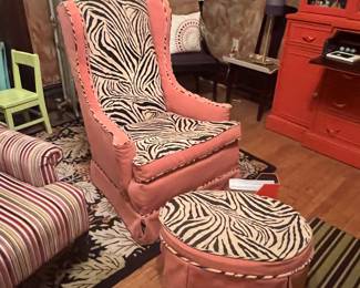 Custom upholstery Chair $125                                 
Ottoman on casters $75 