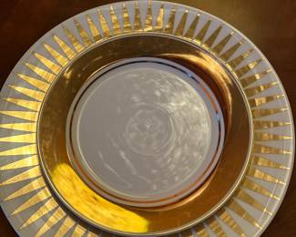 Gold/White dinner set, setting for 4- Salad plates 4 dinner plates- $15 