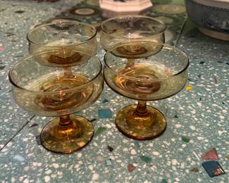 Mid-century Amber Coupe/Dessert glass, set of 4 $25