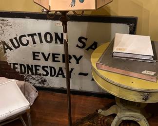 Antique Floor lamp $100 Anitqie building sign $395