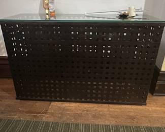 Lattice console with glass top. $60 