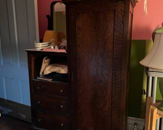 Antique wardrobe with mirror $195 