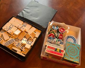Dominoe Set- $5, Poker chip set -$5