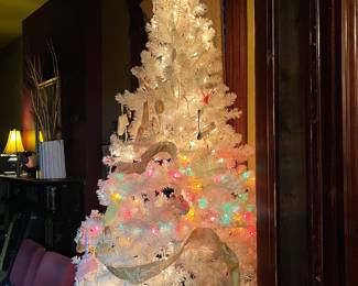 Vintage Christmas Tree with lights: $20, Ornaments $1