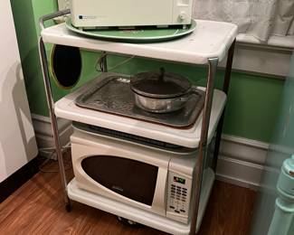 Vintage Cart $25, Toaster $5, Microwave $12