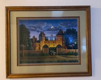 2007 “Midnight Blue Delage” Realist Castle Landscape Hand Signed Serigraph