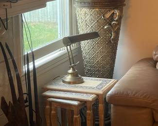 Antique hand carved stacking side tables 
