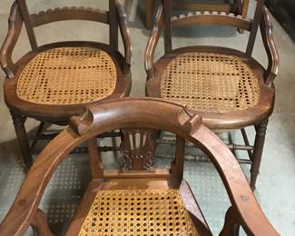 Assorted MCM Ladderback Cane Bottom Chairs
