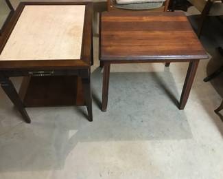Antique and MCM Side/End Tables. Table on right of image has a marble top.