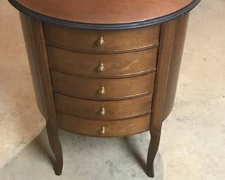 Vintage MCM Five Drawer Round Table. 19"L 16"W 29"H