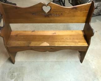 Antique Bench Seat w/ Heart Carving. 41"L 12"W 32"H