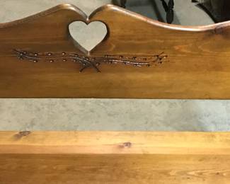 Antique Bench Seat w/ Heart Carving. 41"L 12"W 32"H