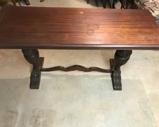 Antique Trestle Table. 54"L 20"W 30"H