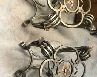 Pair of Glass and Metal Side Tables. Glass pieces for both are included (not pictured). 24"L 19"W 22"H.