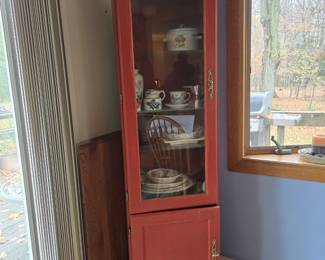 Slender painted Curio with cabinet