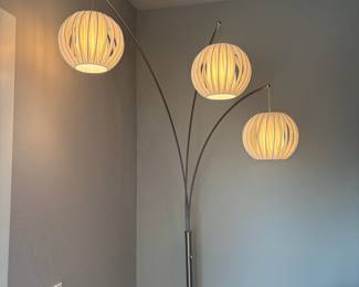 Contemporary Chrome Tone 3 White Orb Shade Arch Lamp