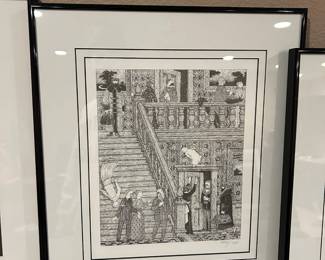 Framed & Matted Lithograph "Hotel" by Edward Gorey