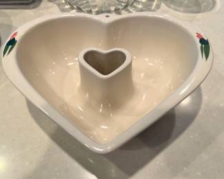 Ceramic Heart Shaped Bundt Cake Pan with Floral Design