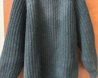 The Original Cornish Chunky 100% Pure New Wool Thick Knit Blue, Green & Gray Sweater - Size XL