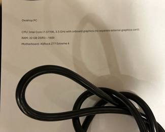 Desktop PC CPU: Intel Core i7-3770K, 3.5 GHz with Onboard Graphics – 32GB DDR3-1600 – ASRock Z77 Extreme 4 Motherboard