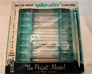 Set Of 8 Cocktail Stirrers “Spike-Stirs” By Dorcy Mfg.  
