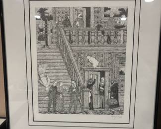 Framed & Matted Lithograph "Hotel" by Edward Gorey