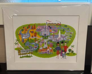 Shag Disneyland 50th Anniversary Map Matted Print 