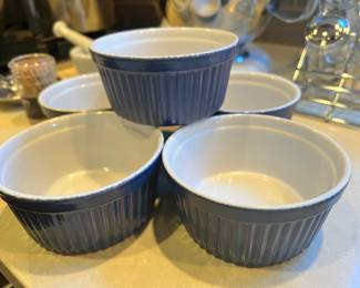 5 Blue Oven Safe Ramekins
