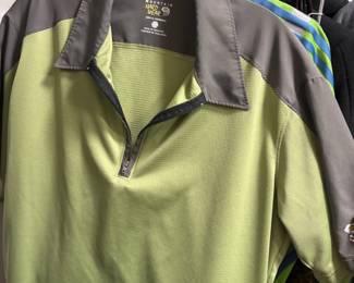 Mountain Hardwear Green/Gray Half Zip Short Sleeve Polo Shirt - Size Large