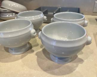 Set of 4 Ceramic White Soup Bowls