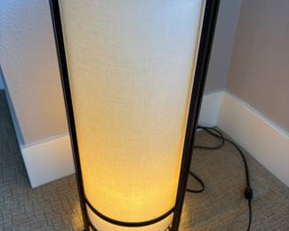 Contemporary Style Table Lamp with Cylindrical Cream Fabric Shade 