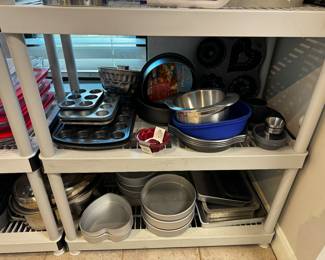 Baking pans, including Wilton baking pans. 