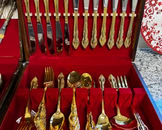 Gold colored flatware 