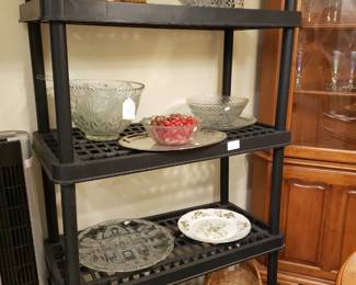 GLASS SERVING PIECES, PUNCH BOWL & BASKETS