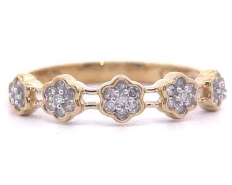 0.16 Carat Diamond Flower Cluster Stacking Ring in Yellow Gold