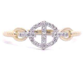 Nautical 0.10 Carat Pavé Diamond Mariner Twisted Rope Ring in 14k Yellow Gold