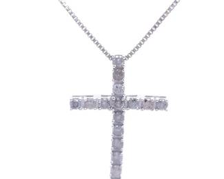 0.50 Carat Diamond Classic Cross Pendant Necklace
