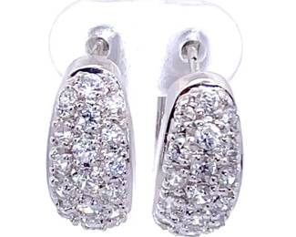 Glistening Pavé Cubic Zirconia Round Hoop Earrings