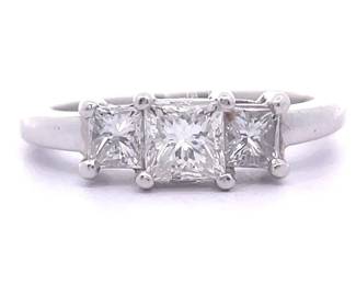Past, Present & Future 1 Carat Diamond Princess Cut Three-Stone Ring in Platinum