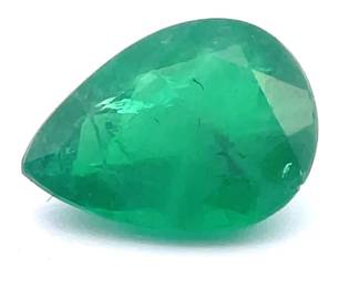 1.96 Carat Emerald; Fine Faceted Pear Shape