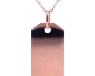 Engravable Dog Tag Pendant Necklace in 14k Rose Gold