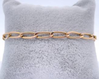 Brightly Polished Paper Clip Figaro Link Bracelet in 14k Yellow Gold