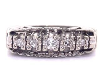 0.10 Carat Diamond Fancy Gallery Vintage Ring in 14k White Gold