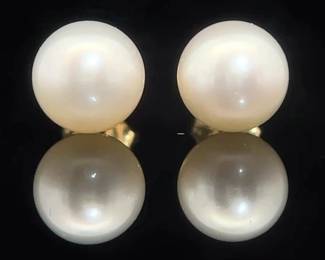 Classic 7.80mm Cultured Pearl Stud Earrings w/ 14k Yellow Gold Backs